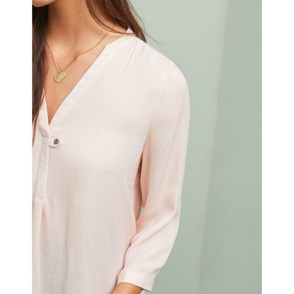NWT Dolan x Anthropologie Vasseur 3/4 Sleeve Blush Pink V-Neck Blouse Sz S